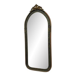 Vintage Arched Pier Mirror With Glass Sunburst Prism – Ornate Gilt Hollywood Regency Wall Mirror. For Sale