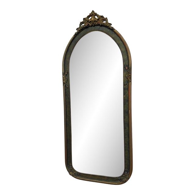 Vintage Arched Pier Mirror With Glass Sunburst Prism – Ornate Gilt Hollywood Regency Wall Mirror. For Sale