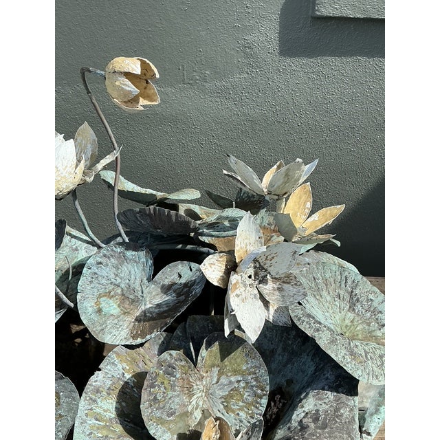 Verdigris Vintage Patinated Copper Lilypad Sculpture For Sale - Image 8 of 12