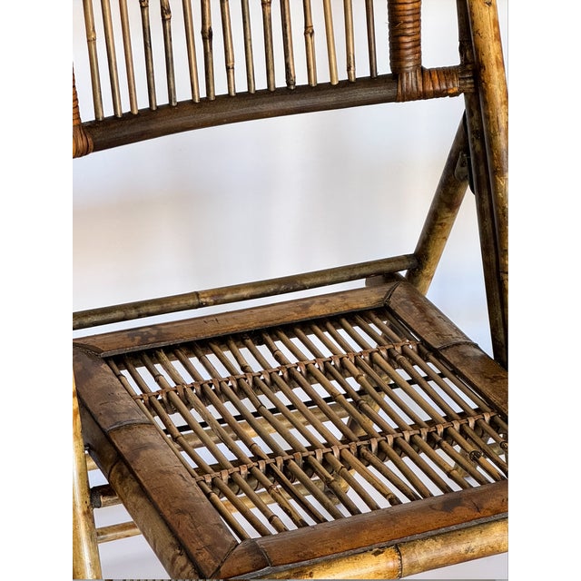 Wood 1900s Antique Folding Bamboo Chairs, Pair For Sale - Image 7 of 7