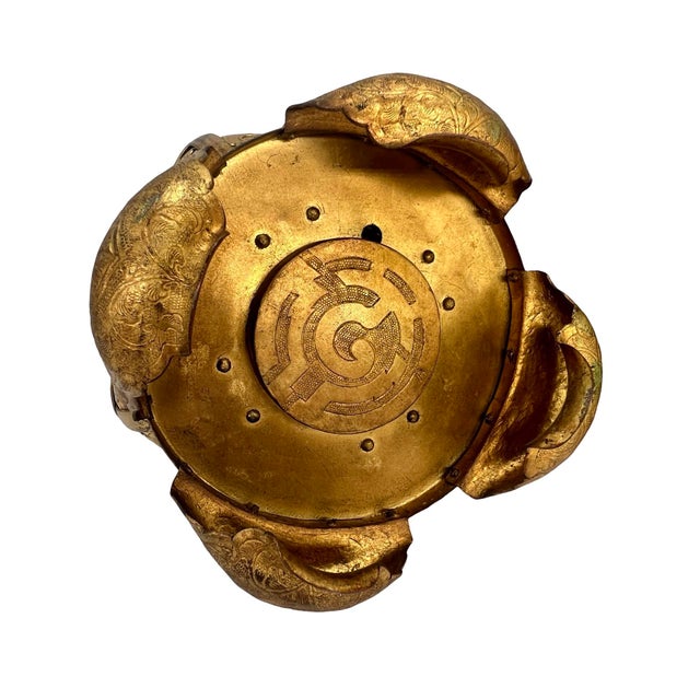 Pair, Meiji Period Japanese Gilt Bronze & Parchment Pierced Lanterns Hang or Table For Sale - Image 4 of 12