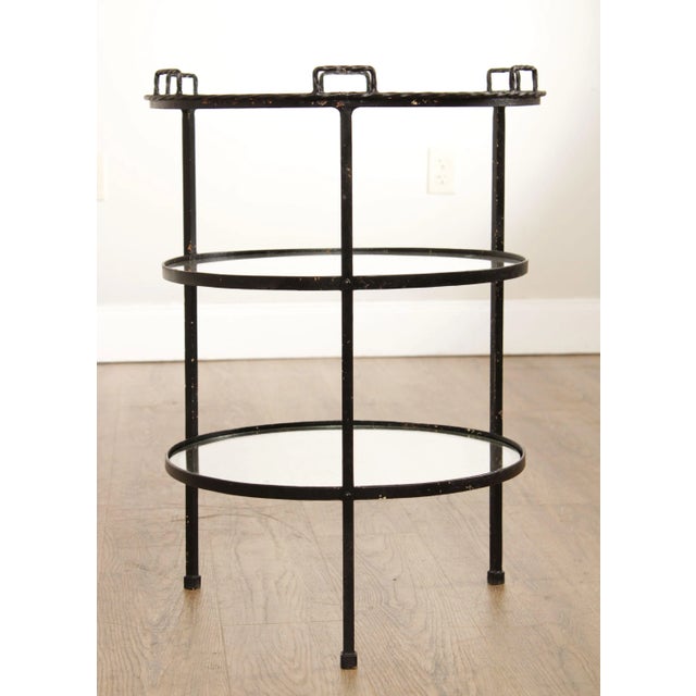 Mid 20th Century Mid Century Modern Wrought Iron & Glass Tiered Round Side Table For Sale - Image 5 of 13