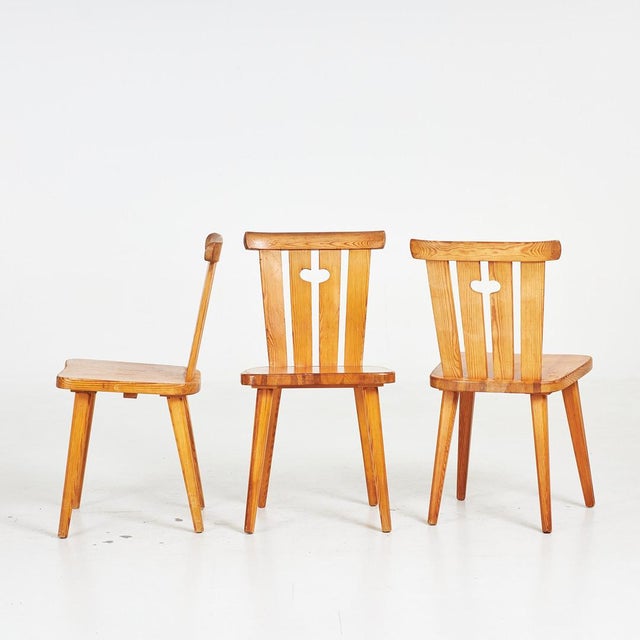 Brutalist Vintage Pine Chairs attributed to Göran Malmwall for Karl Andersson & Sons, Sweden, 1950s, Set of 6 For Sale - Image 3 of 5