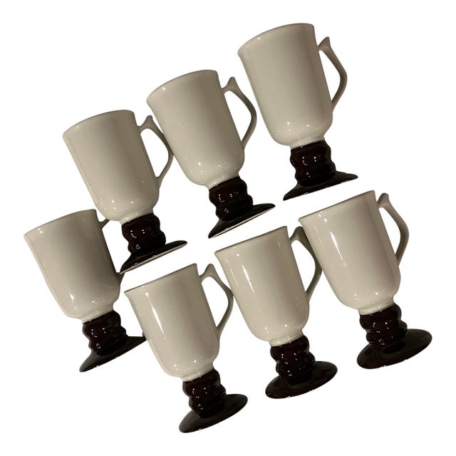 1970s Footed Irish Coffee Mugs - Set of 7 For Sale