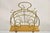 Antique English Victorian Brass and Oak Wood Scrolling Magazine Rack For Sale - Image 11 of 11