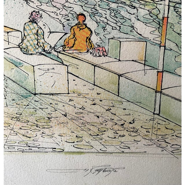 Rolf Rafflewski, Pont Au Double & Hôtel-Dieu, Paris, 1970s, Lithograph For Sale - Image 4 of 8