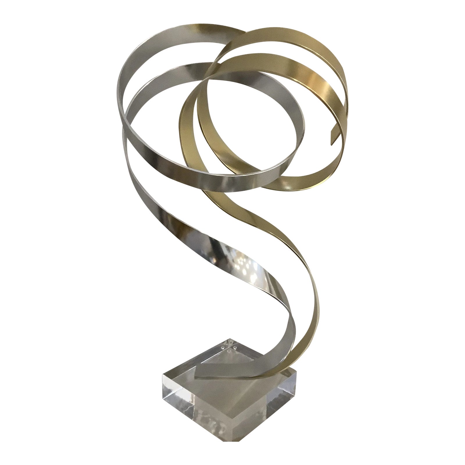 1986 Abstract Aluminum Ribbon Sculpture by Dan Murphy | Chairish