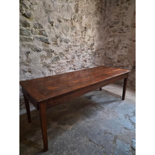 Antique French Farmhouse Dining Table with Two Drawers in Oak & Pine, 1880s For Sale - Image 10 of 18