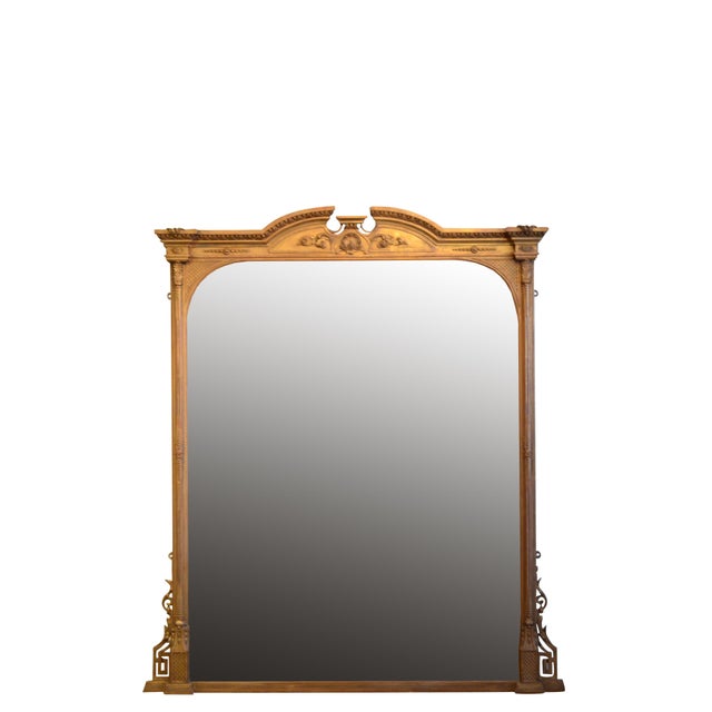 Large Antique Giltwood Overmantel Wall Mirror, 1899 For Sale - Image 3 of 18