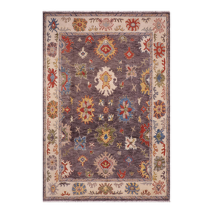 Shabby Chic Oushak Asia Gray/Beige Wool Rug - 7'10'' X 10'3''