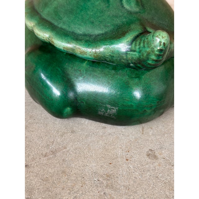Mid-20th Century Green Crackle Glaze Turtle Trinket Box For Sale - Image 10 of 12