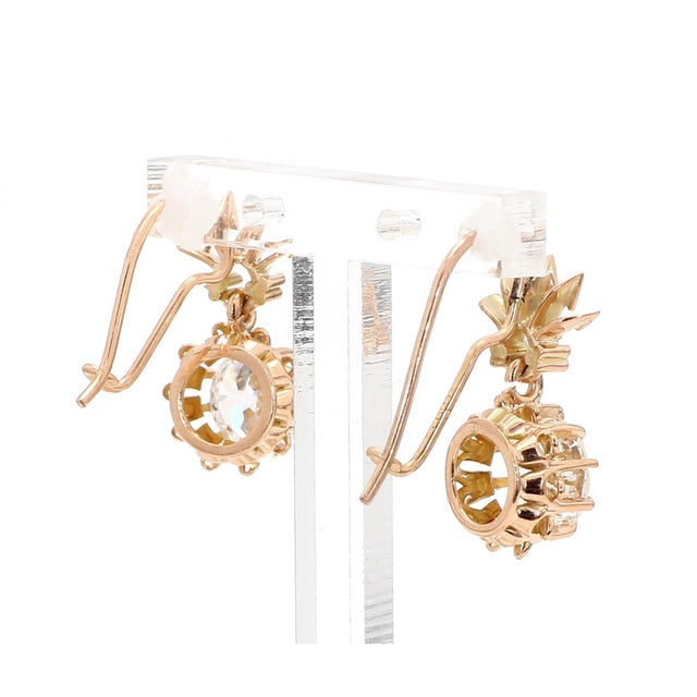 2.50 Carat Old European Cut Lab Diamond & 10k Yellow Gold Vintage Stud Earrings, Pair For Sale In Miami - Image 6 of 11