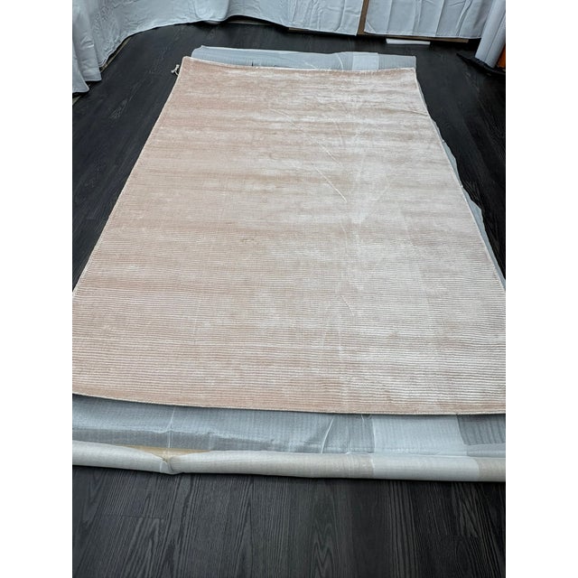 Rh Reeve Stripe Handwoven Rug — 6' × 9' Petal | 100% Tencel™ | Subtle Sheen & Texture For Sale - Image 18 of 18