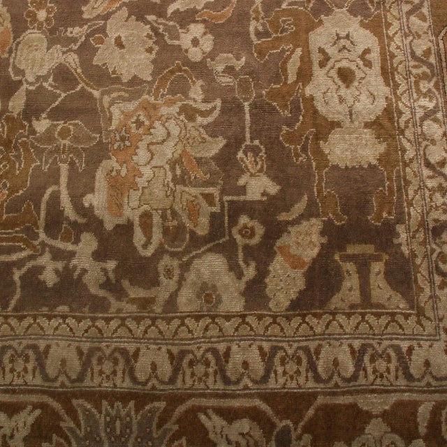 1950s Vintage Mid-Century Sultanabad Beige-Brown Wool Persian Rug For Sale - Image 5 of 7
