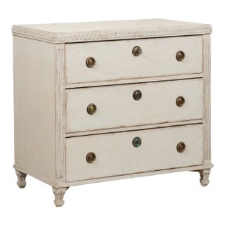 1865 Swedish Neoclassical Style Painted 3-Drawer Chest For Sale