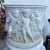Antique Round White Cement Relief Cherub Planter For Sale - Image 4 of 12
