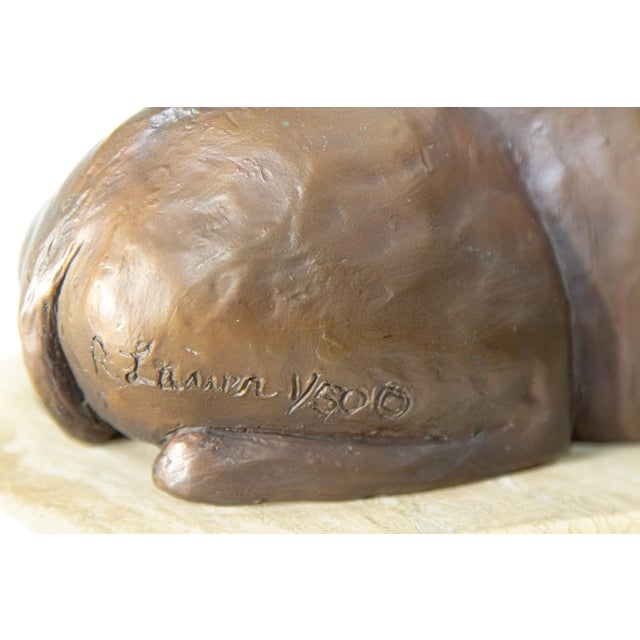 Metal Bronze Resting Camel Sculpture on Marble Stand French School For Sale - Image 7 of 13