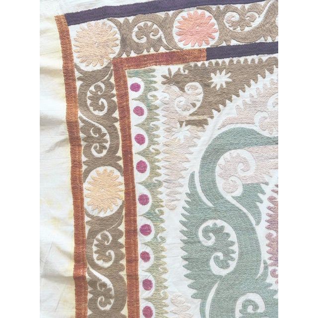 Textile Suzani Tribal Textile - Decorative Vintage Embroidery, 4'2'' X 4'11'' For Sale - Image 7 of 9