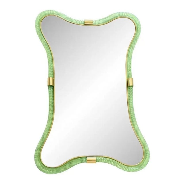 Italian Murano Glass Mirror in Weathered Green by Simoeng For Sale - Image 9 of 9