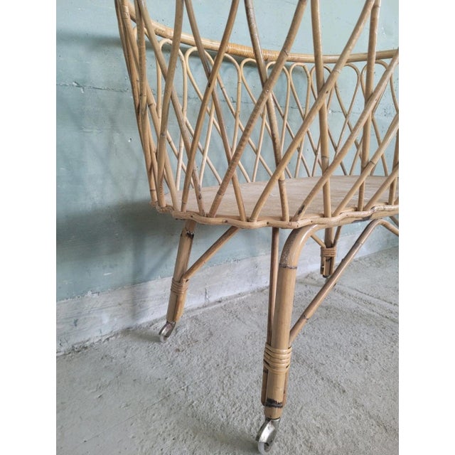 Light Yellow Bamboo Cradle with Wheels For Sale - Image 8 of 11