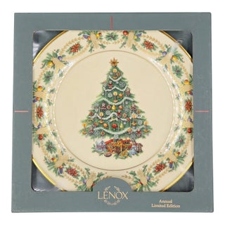 Vintage Lenox 1998 Numbered Christmas Trees Around the World Plate With Original Box For Sale