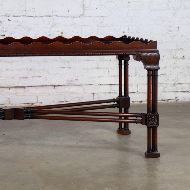 Baker Furniture Company Late 20th Century Chinese Chippendale Style Coffee Table Mahogany Large Rectangular by Baker For Sale - Image 4 of 18