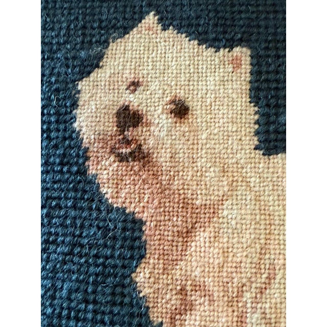 Vintage Needlepoint Westie Terrier Decorative Accent Pillow With Down Insert For Sale In Miami - Image 6 of 9