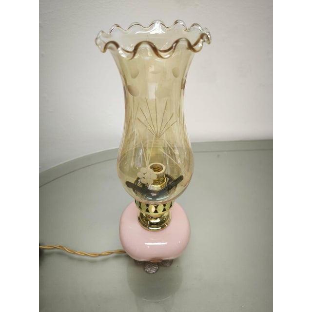 Pink Murano Lamp with Amber Glass, 1950s For Sale - Image 10 of 11