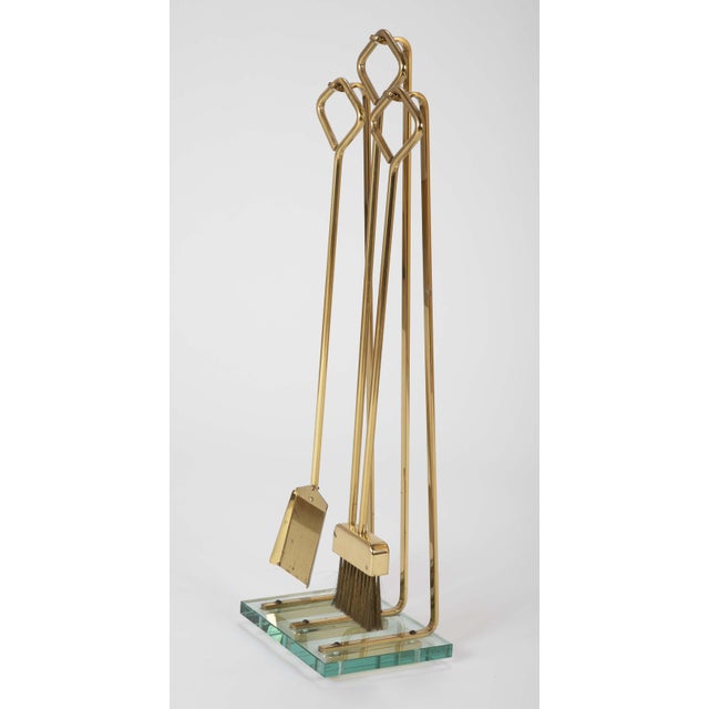 1960s Fontana Arte Brass & Glass Fire Tools on Stand 3 Pieces Chairish