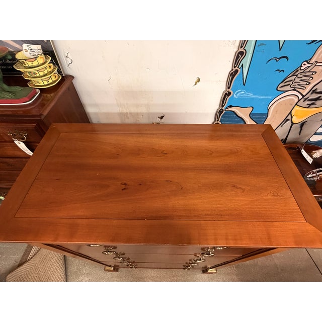 Mid 20th Century Mid-20th Century Baker Furniture Empire Cherry & Burl Wood Highboy Dresser For Sale - Image 5 of 12