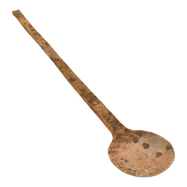 Early 20th Century Zulu Iron Spoon South Africa 17 inch For Sale