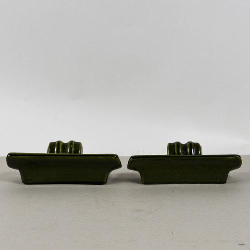 Black Art Deco Wall Lamps in Green Glazed Ceramic, Set of 2 For Sale - Image 8 of 9