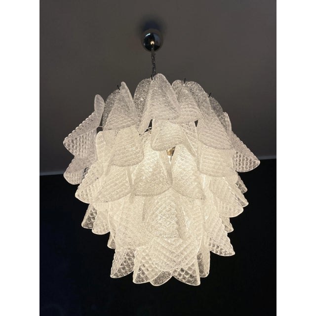 Vintage Italian Murano Glass Chandelier with 41 Rondini Glass Petals, 1980s For Sale - Image 17 of 18