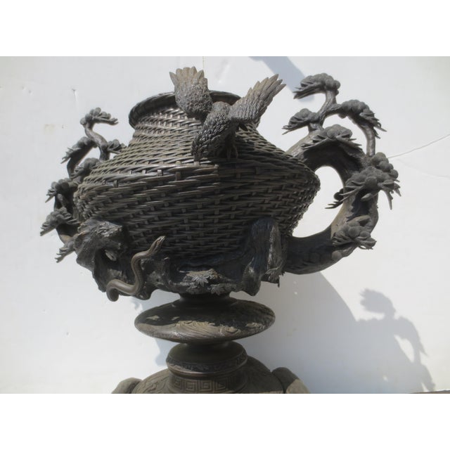 Massive Meiji Bronze Temple Urn 19th Century For Sale - Image 12 of 17