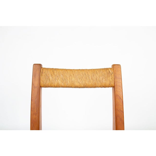 1950s Chairs by Charles Flandre in Elm and Woven Straw, France, 1950s, Set of 6 For Sale - Image 5 of 9