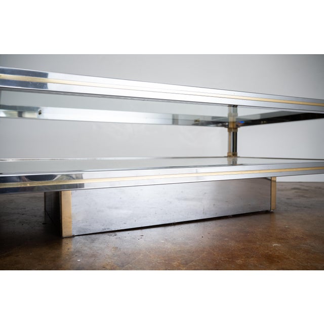 Large Italian Modern Rectangula Cocktail or Coffee Low Table of Chrome and Brass For Sale - Image 15 of 15