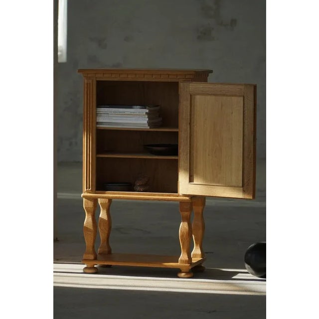 Mid-Century Modern Sculptural Carved Oak Cabinet, Denmark, 1950s For Sale - Image 6 of 18