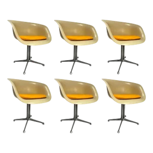 Fiberglass La Fonda Armchairs by Charles and Ray Eames for Herman Miller, 1960s, Set of 6