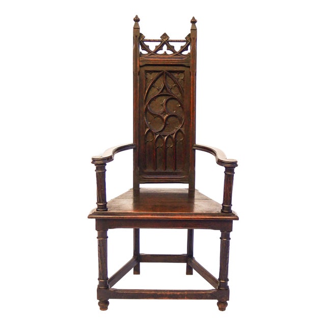 19th Century Gothic Gossip Chair For Sale