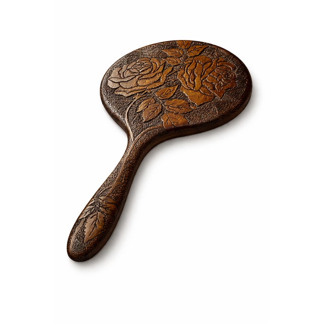 Wood Hand Carved Walnut Mirror, 1890s For Sale - Image 7 of 7