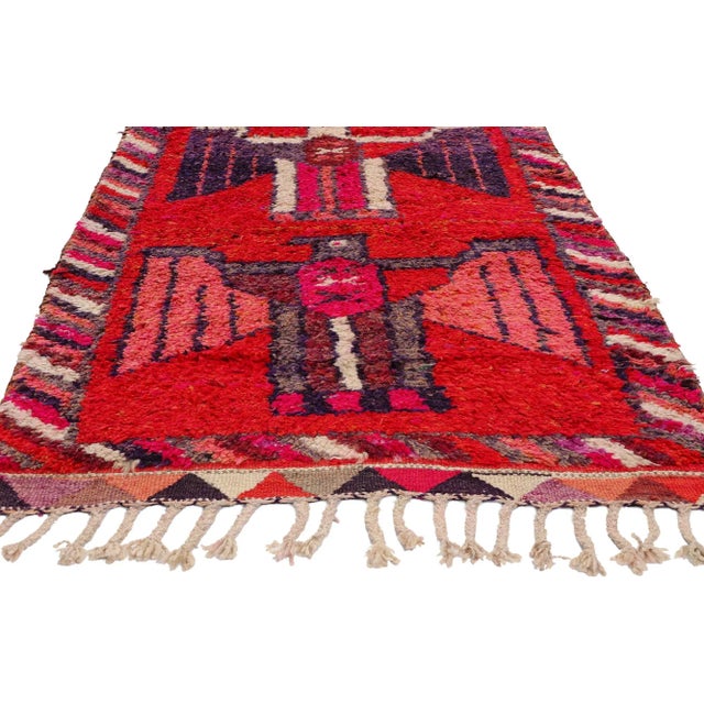 Vintage Red Kurdish Eagle Pictorial Rug Runner - 03'04 X 11'04 For Sale - Image 4 of 9