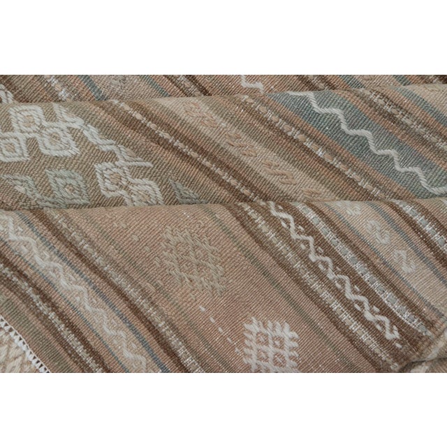 Vintage Turkish Flat-Weave Striped Kilim in Taupe, Cream, and Light Brown For Sale - Image 10 of 11