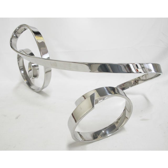 David Elijah Herschler Chrome Freestanding Ribbon Twist Modern Art Sculpture For Sale - Image 4 of 17