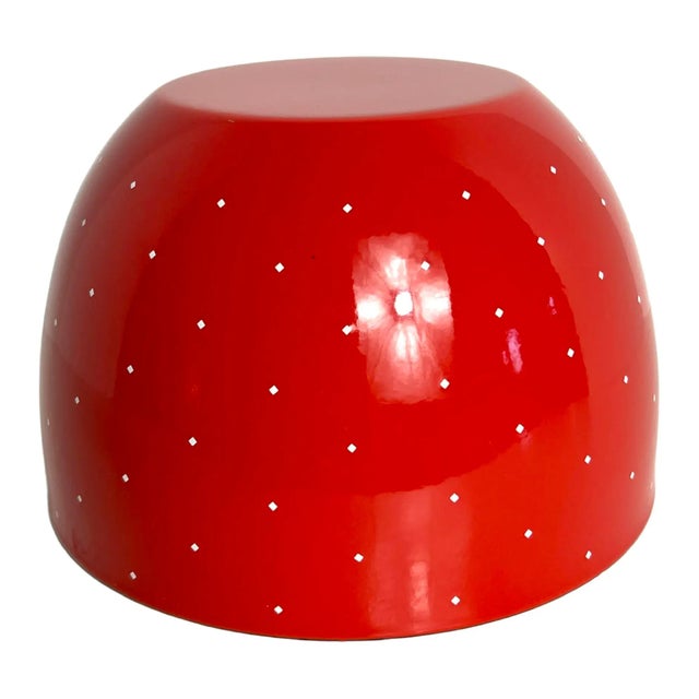 Mid-Century Modern Mid Century Modern Ampler Ejiry Red Enamel Bowl With White Diamonds Kaj Frank Style For Sale - Image 3 of 13