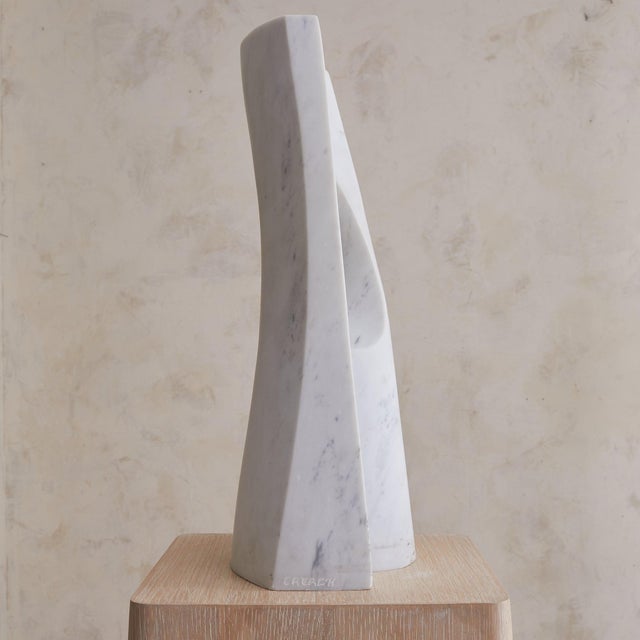 Postmodern 1990s French Modernist Carrara Marble Sculpture by Bertrand Créac’h For Sale - Image 3 of 6
