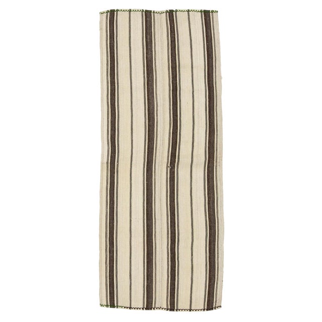 1960s Vintage Striped Wool Turkish Kilim Rug- 2′6″ × 5′10″ For Sale
