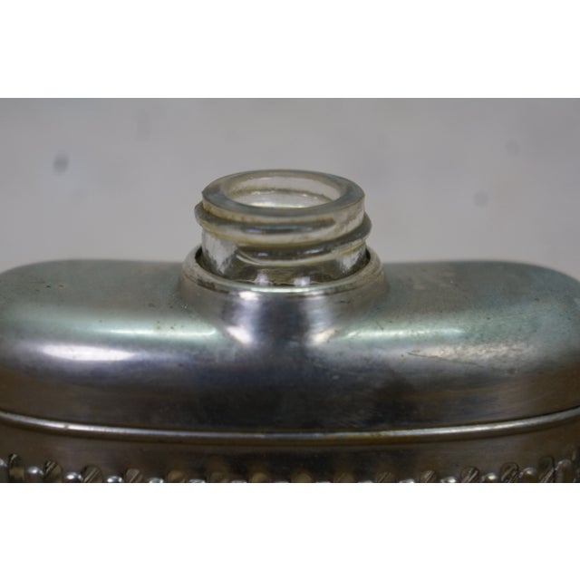 Antique Art Deco Glass & Chrome Plated Caged Hip Pocket Flask Luxury Barware For Sale - Image 9 of 16