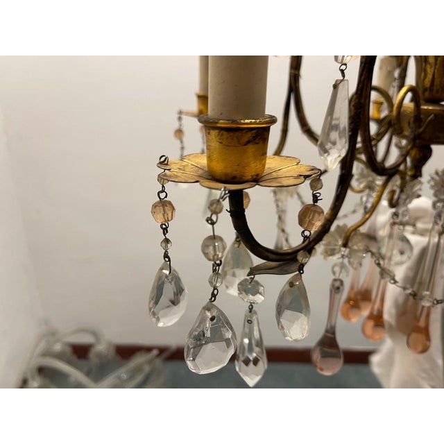 Florentine Gold Gilded Murano Glass Chandelier, 1960s For Sale - Image 6 of 14
