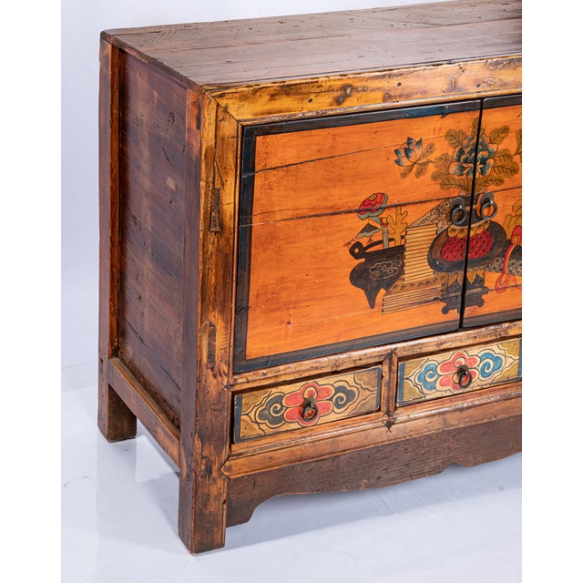 Sino Tibetan Painted Cabinet For Sale - Image 4 of 10
