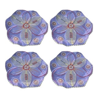 South African Handmade & Hand-Painted Ceramic Serving Plate - Set of 4 For Sale